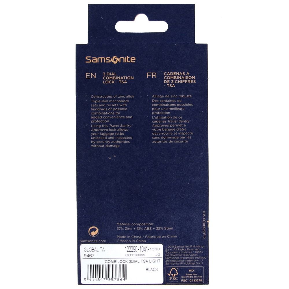 Padlock with TSA Samsonite CO1*099;09 Black