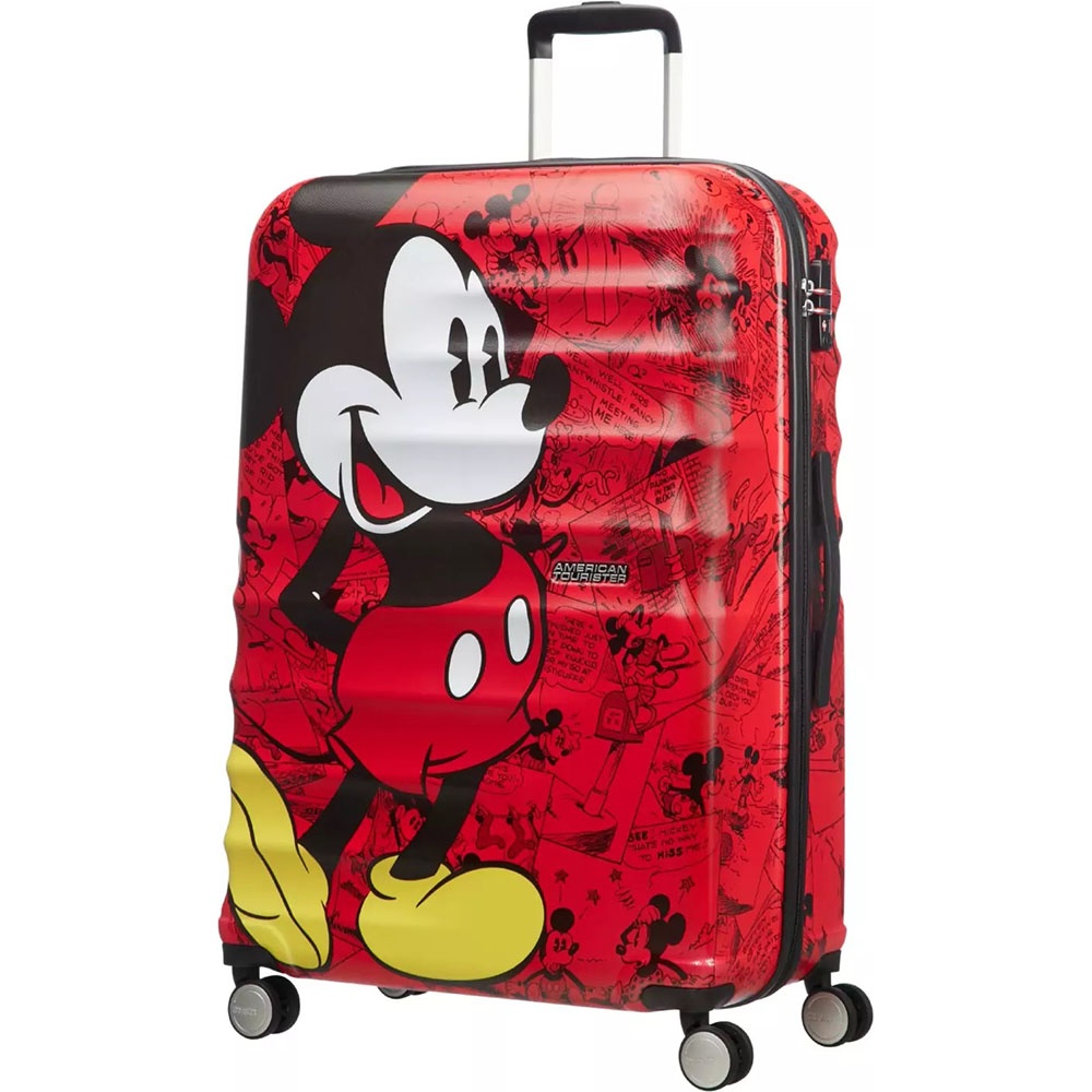 Чемодан American Tourister Wavebreaker Disney из ABS пластика на 4-х колесах 31C*007 Mickey Comics Red (большой)