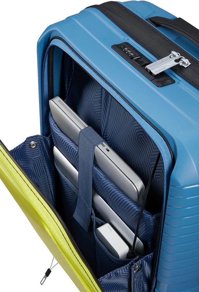 Валіза American Tourister Airconic з відділенням для ноутбука до 15,6" з поліпропілену на 4-х колесах 88g*005 Coronet Blue Lime (мала)