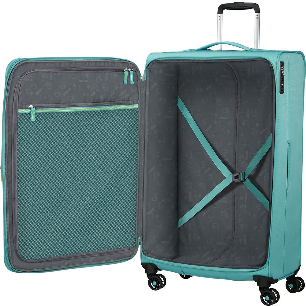Легка валіза American Tourister AeroSpin текстильна на 4-х колесах MH6*003;21 Dusty Turquoise (велика)