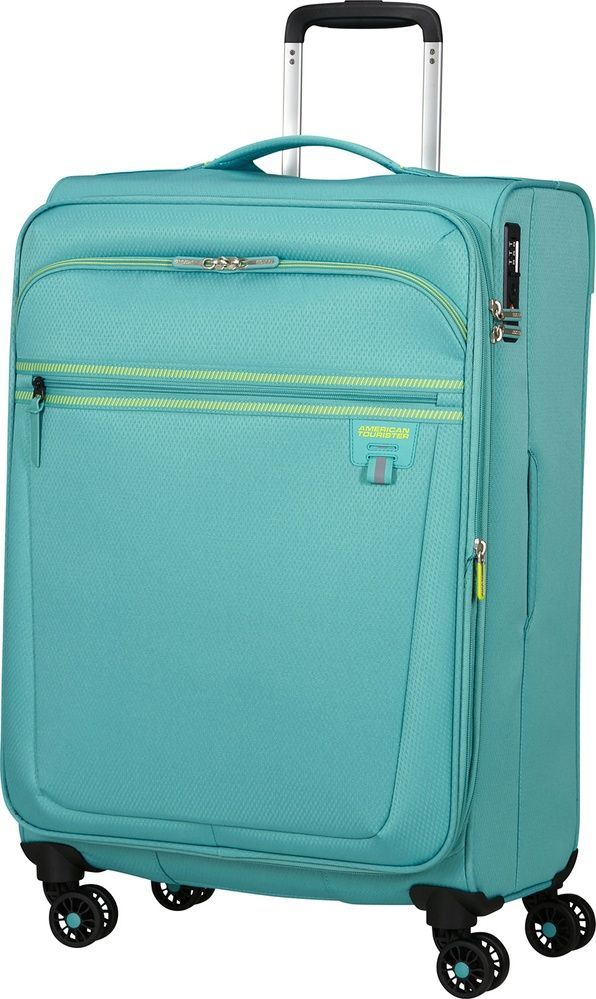 Lightweight suitcase American Tourister AeroSpin textile on 4 wheels MH6*002;21 Dusty Turquoise (medium)