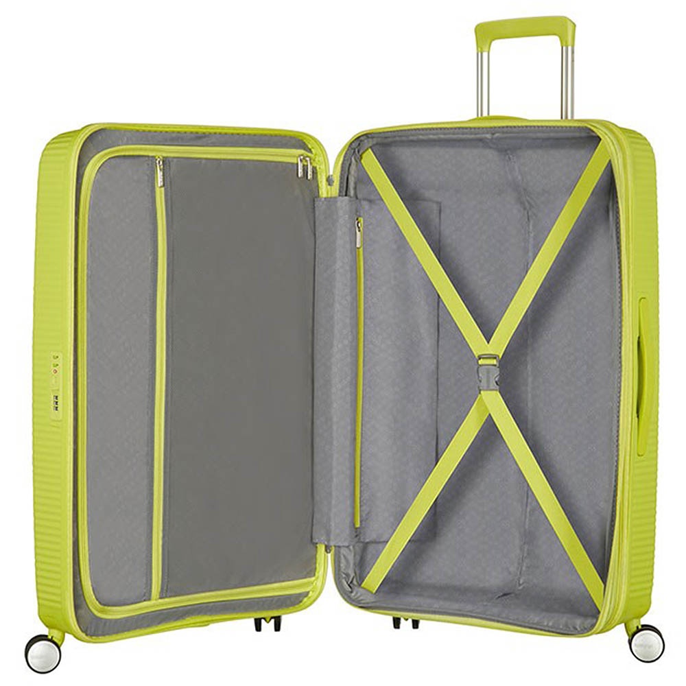 Suitcase American Tourister Soundbox made of polypropylene on 4 wheels 32G*002 Tropical Lime (medium)