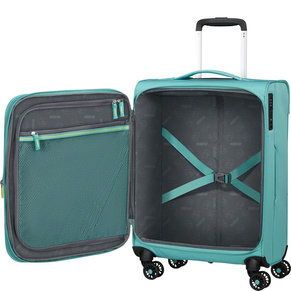 Lightweight suitcase American Tourister AeroSpin textile on 4 wheels MH6*001;21 Dusty Turquoise (small)