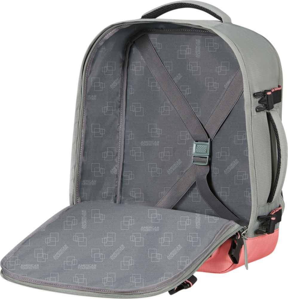 Travel backpack American Tourister Take2Cabin MS Sport for hand luggage in Wizz Air/Ryanair and laptop up to 15.6" 91G*018 Sage/Coral