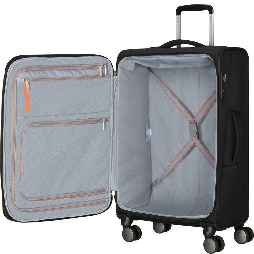 Чемодан American Tourister Wanderlite текстильный на 4-х колесах MJ6*005 Shadow Black (средний)