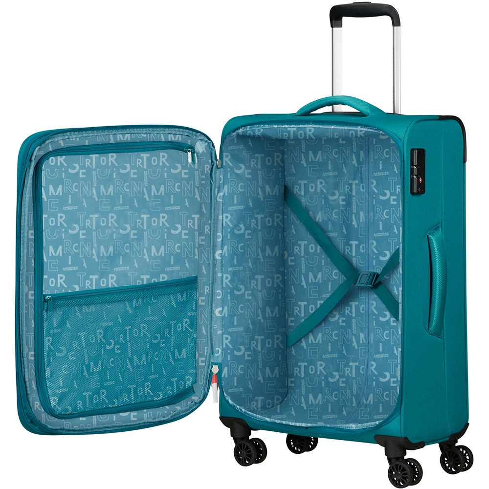 American Tourister Pulsonic textile suitcase on 4 wheels MD6*002 Stone Teal (medium)