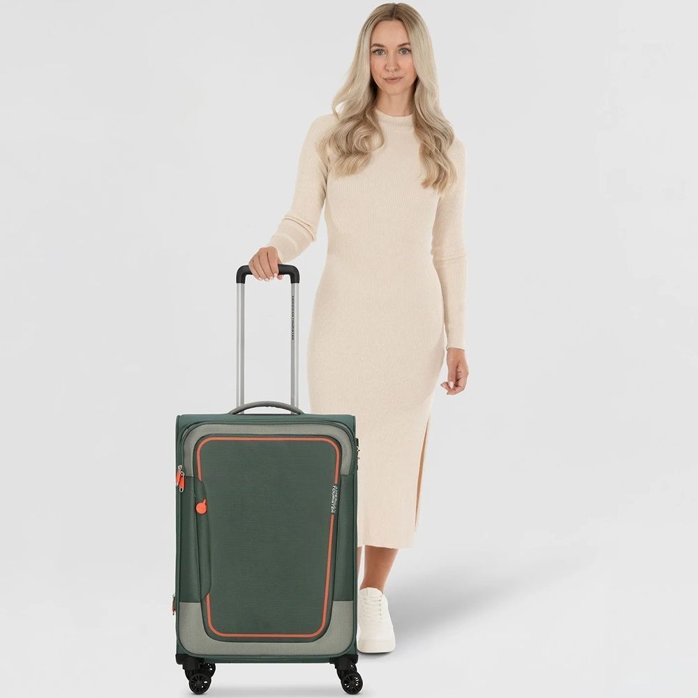 Валіза American Tourister Pulsonic текстильна на 4-х колесах MD6*002;09 Dark Forest (середня)