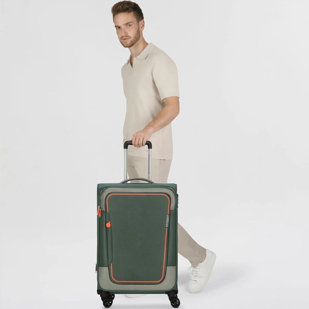 Валіза American Tourister Pulsonic текстильна на 4-х колесах MD6*002;09 Dark Forest (середня)