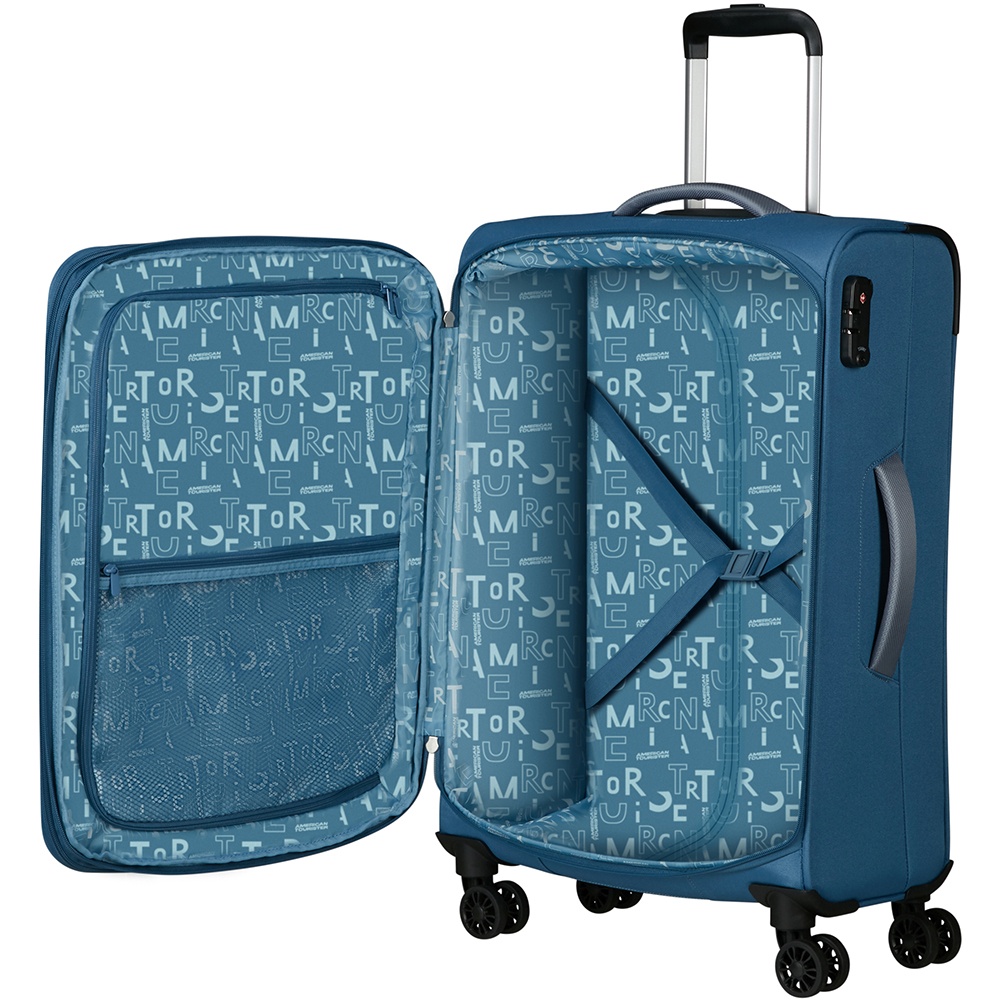 Чемодан American Tourister Pulsonic текстильный на 4-х колесах MD6*002 Coronet Blue (средний)