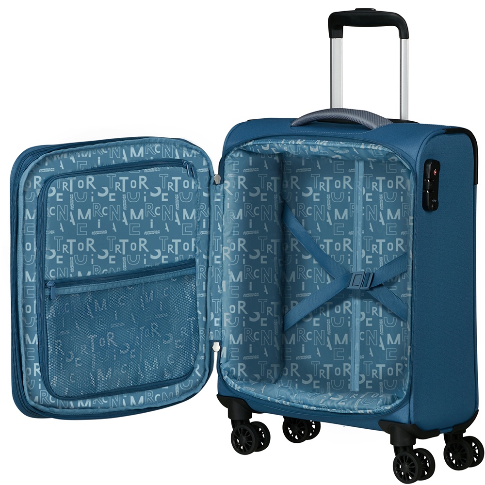 Чемодан American Tourister Pulsonic текстильный на 4-х колесах MD6*001 Coronet Blue (малый)