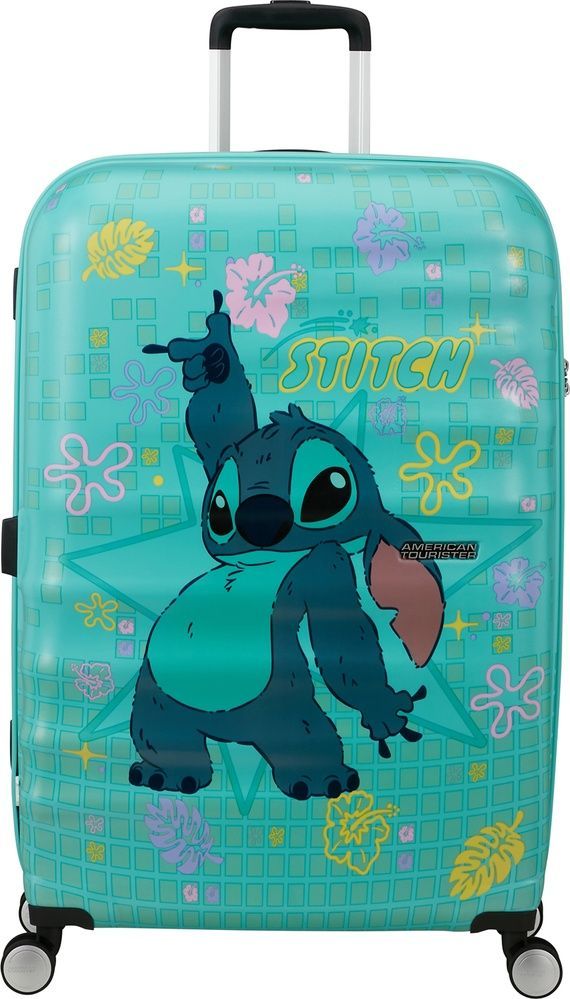 Чемодан American Tourister Wavebreaker Disney из ABS пластика на 4-х колесах 31C*021 Stitch Flower (большой)