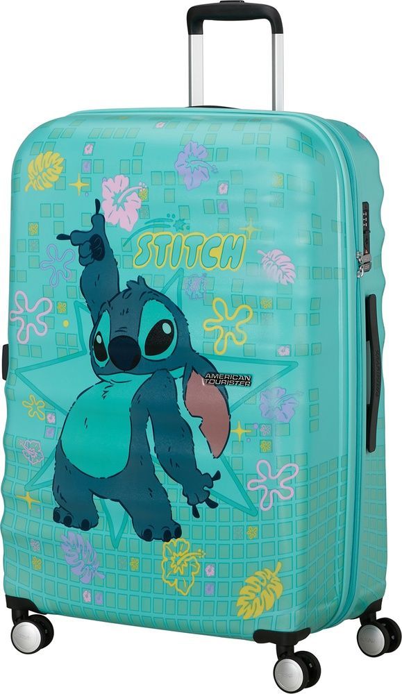 Чемодан American Tourister Wavebreaker Disney из ABS пластика на 4-х колесах 31C*021 Stitch Flower (большой)