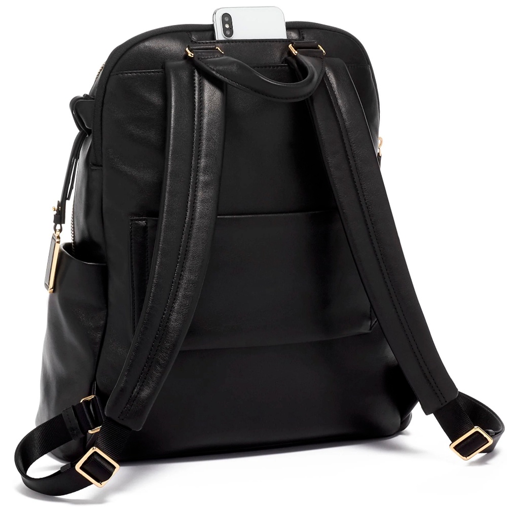 Women's backpack Tumi Voyageur Rudy backpack Leather with compartment for a laptop up to 15" 0196465DL Black