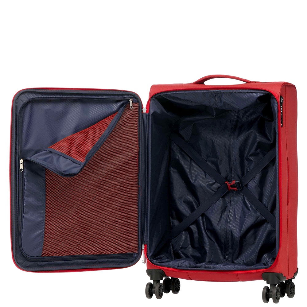 Ультралегка валіза American Tourister Lite Ray текстильна на 4-х колесах 94g*004 Chili Red (середня)