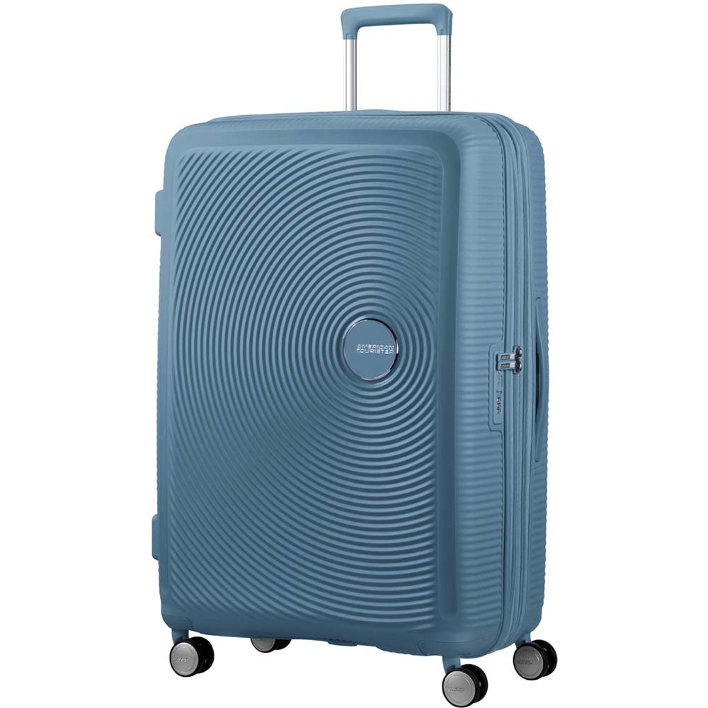 Suitcase American Tourister Soundbox made of polypropylene on 4 wheels 32G*003 Stone Blue (large)