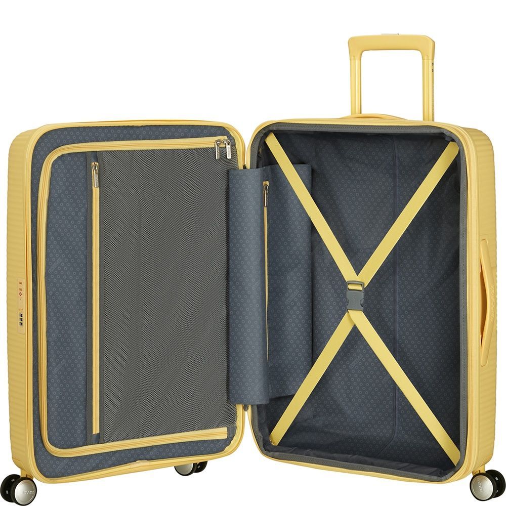 Suitcase American Tourister Soundbox made of polypropylene on 4 wheels 32G*002 Pastel Yellow (medium)