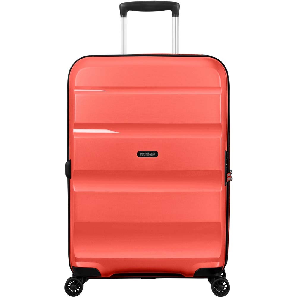 Suitcase American Tourister Bon Air DLX made of polypropylene on 4 wheels MB2 * 002 Flash Coral (medium)