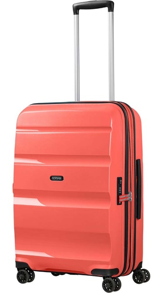 Suitcase American Tourister Bon Air DLX made of polypropylene on 4 wheels MB2 * 002 Flash Coral (medium)