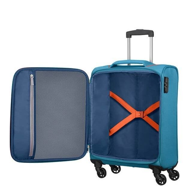 , AT-H-Heat-Denim Blue-01, Small (cabin size), 0-50 liters, 38 л, 40 х 55 x 20 см, 2,6 кг, from 2 to 3 kg, Single, Without extension, Blue