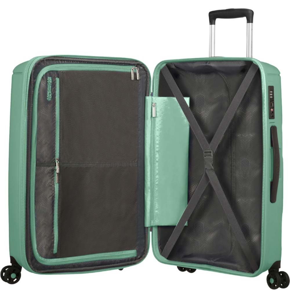 Suitcase American Tourister Sunside made of polypropylene on 4 wheels 51g*003 Mineral Green (large)