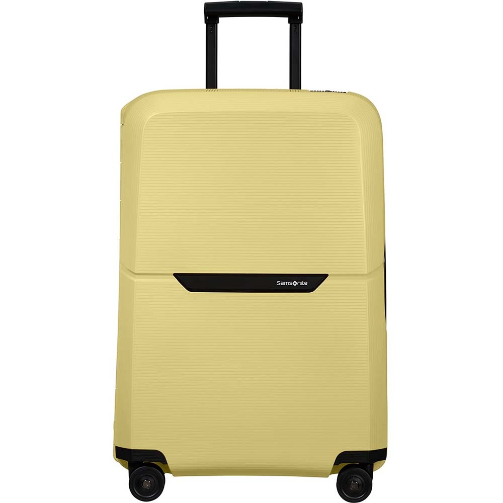Suitcase Samsonite Magnum Eco made of polypropylene on 4 wheels KH2 * 002 Pastel Yellow (medium)