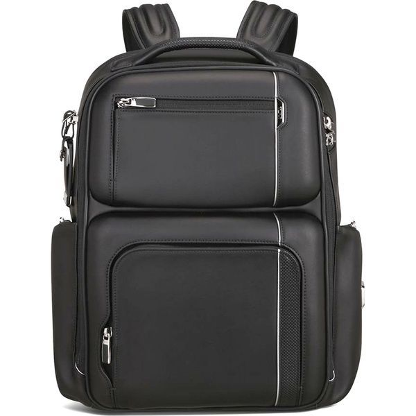 Backpack with laptop compartment up to 15" Tumi Arrive Bonn Backpack Leather 095503014DL3E Black