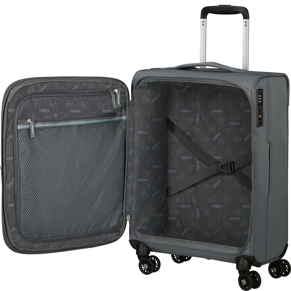 Lightweight suitcase American Tourister AeroSpin textile on 4 wheels MH6*001;18 Stone Basalt (small)