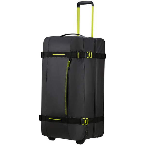 Travel bag with moisture protection on 2 wheels American Tourister Urban Track textile MD1*203;19 LMTD Black/Lime (large)