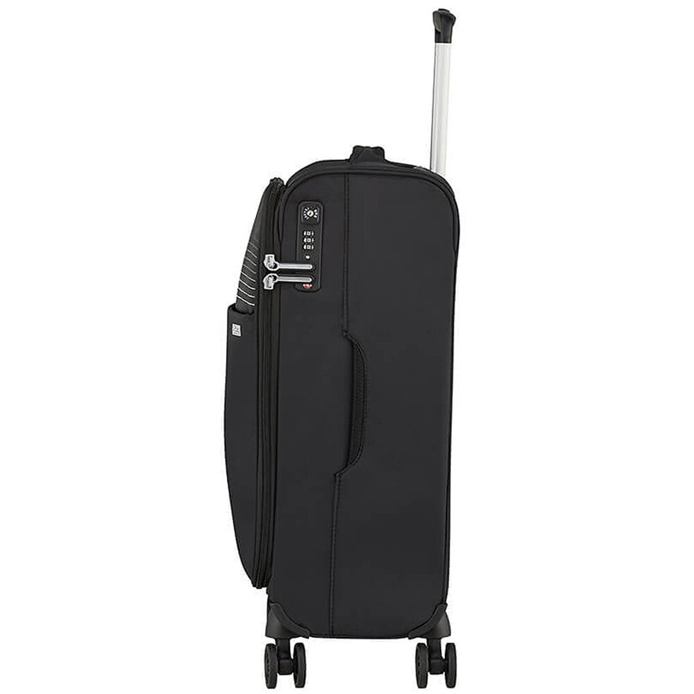 Ultralight suitcase American Tourister Lite Ray textile on 4 wheels 94g*002 Jet Black (small)