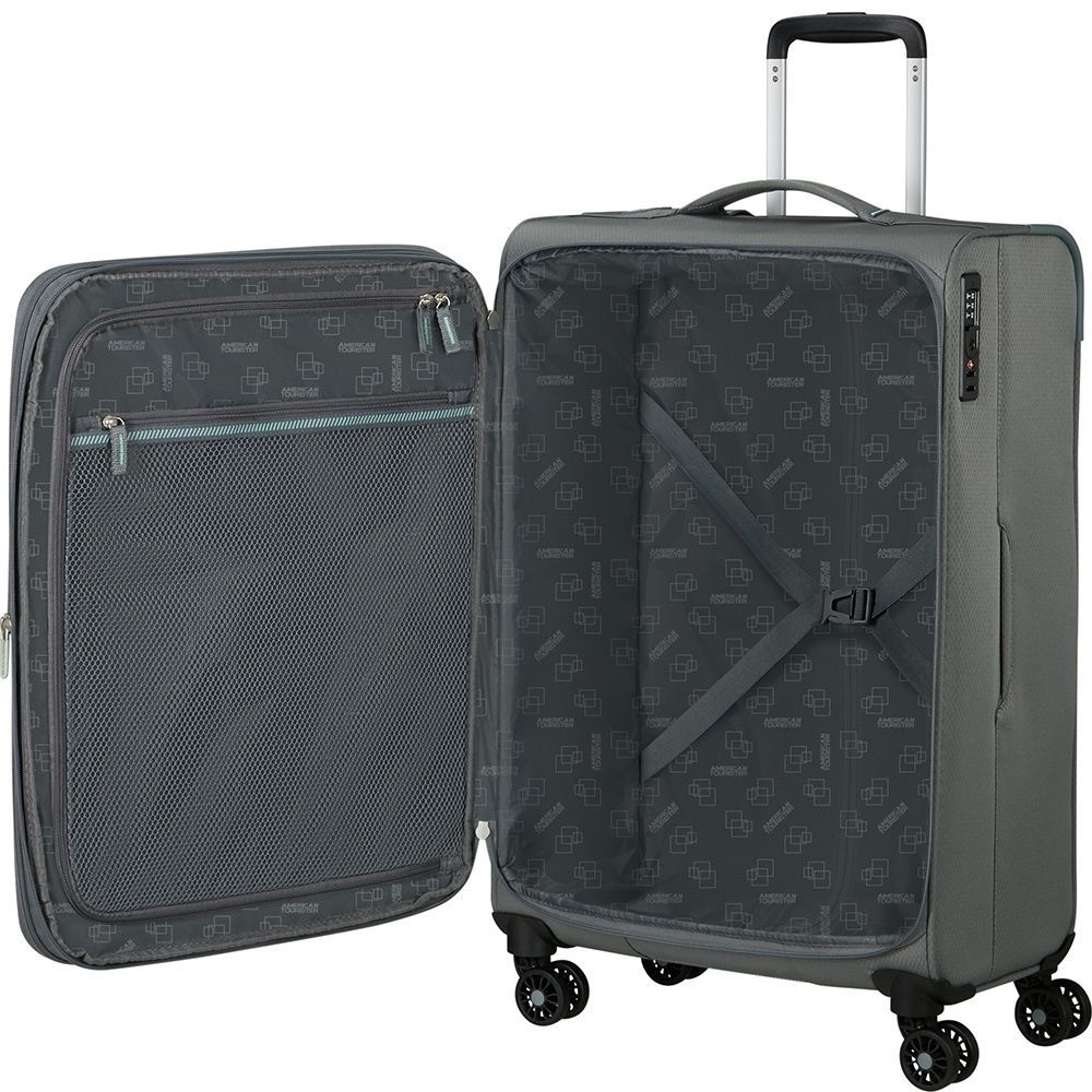Lightweight suitcase American Tourister AeroSpin textile on 4 wheels MH6*002;18 Stone Basalt (medium)