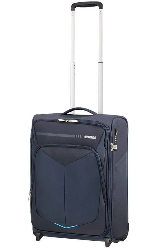 Suitcase American Tourister SummerFunk textile on 2 wheels 78G*001 (small), Navy, Small (cabin size), 0-50 liters, 42 л, 40 x 55 x 20 см, 2 кг, Up to 2 kg, Single, Without extension, Blue