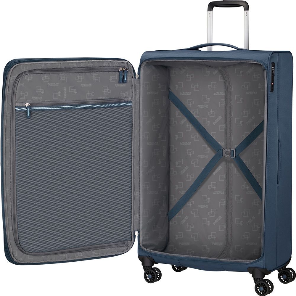 Lightweight suitcase American Tourister AeroSpin textile on 4 wheels MH6*003;31 Indigo (large)