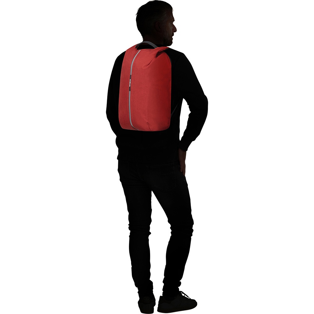 Anti-theft backpack with laptop compartment up to 15.6" Samsonite Securipak KA6*001 Garnet Red