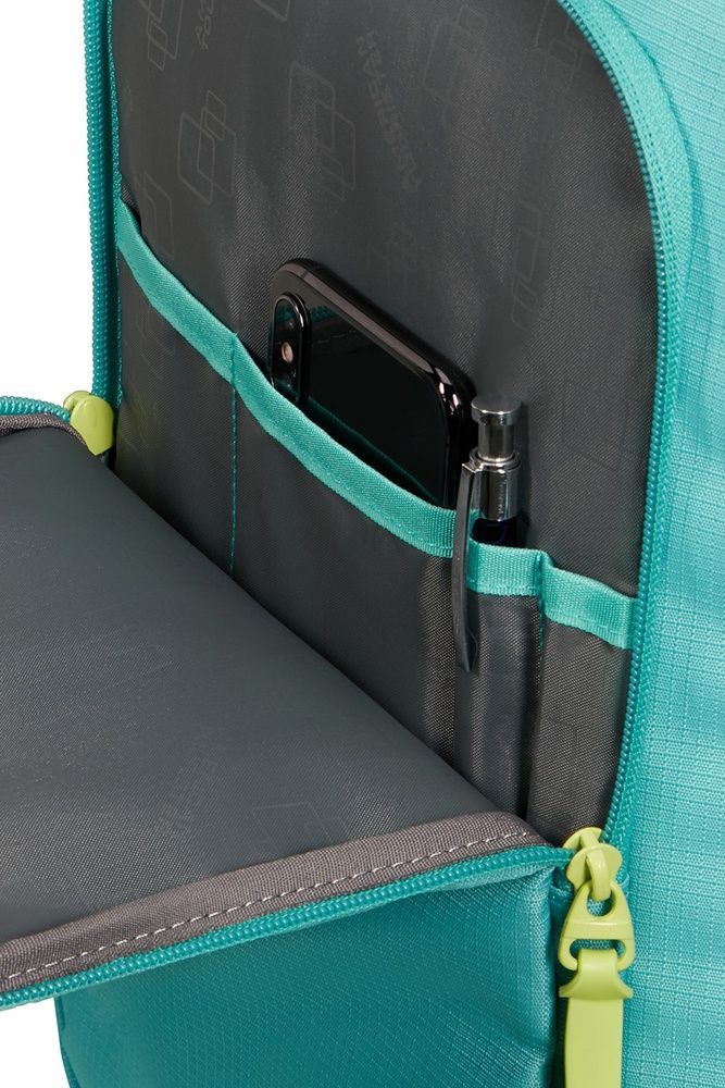 Travel backpack American Tourister Take2Cabin S for hand luggage in Ryanair 91G*004 Dusty Turquoise/Lime