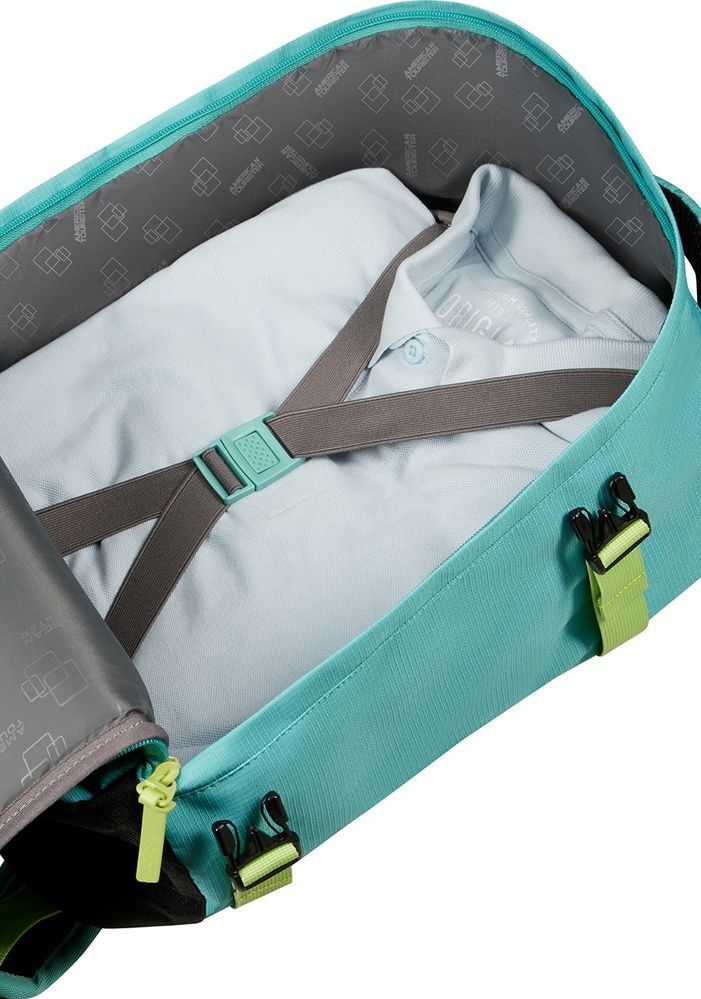 Travel backpack American Tourister Take2Cabin S for hand luggage in Ryanair 91G*004 Dusty Turquoise/Lime
