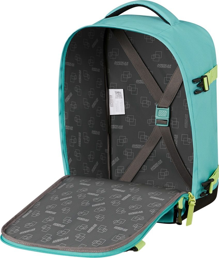 Travel backpack American Tourister Take2Cabin S for hand luggage in Ryanair 91G*004 Dusty Turquoise/Lime