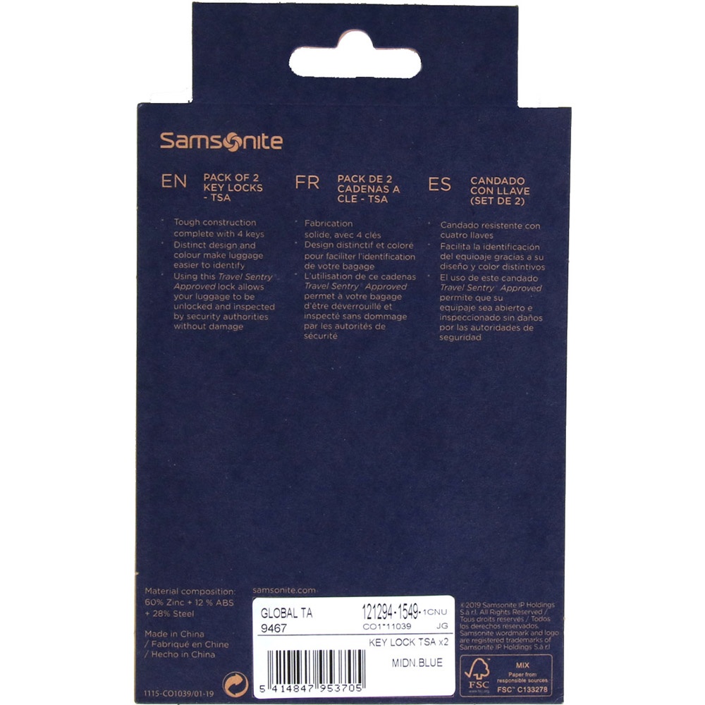 Set of padlocks on a key with the TSA system Samsonite CO1*039;11 Midnight Blue