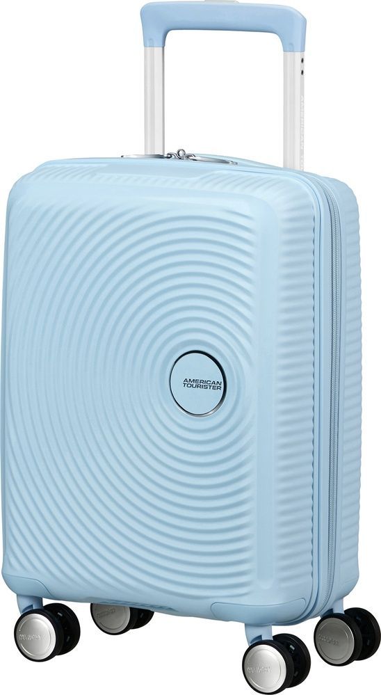 Suitcase American Tourister SoundBox Mini made of polypropylene on 4 wheels MG8*001 Pastel Blue (extra small)