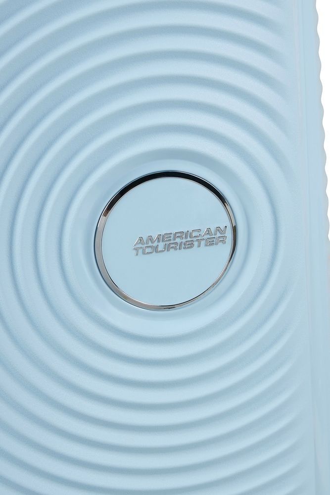 Suitcase American Tourister SoundBox Mini made of polypropylene on 4 wheels MG8*001 Pastel Blue (extra small)