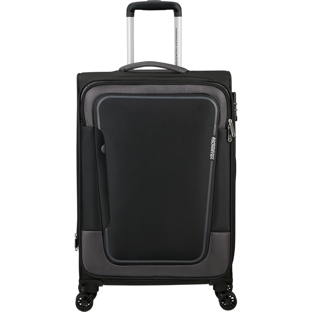 Suitcase American Tourister Pulsonic textile on 4 wheels MD6*002;09 Asphalt Black (medium)