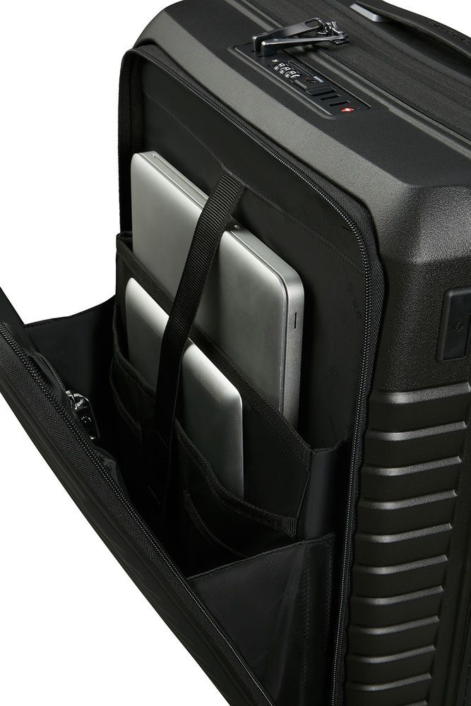 Suitcase Samsonite Intuo with laptop compartment up to 15.6" made of polypropylene on 4 wheels KL9*005 Black (small)