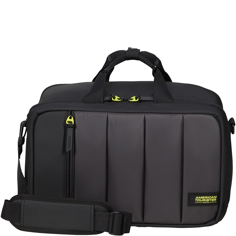 Дорожная сумка-рюкзак American Tourister StreetHero текстильная с пропиткой от влаги ME2*105 LMTD Black/Lime (малая)