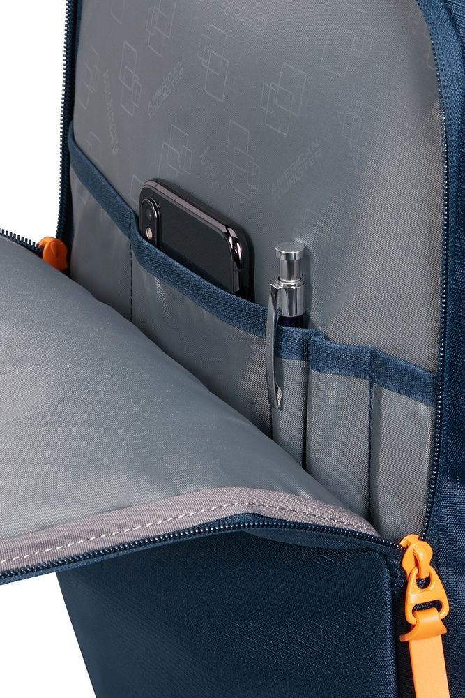 Travel backpack American Tourister Take2Cabin M with a department for a laptop up to 15.6" 91G*005 Navy/Radiant Orange