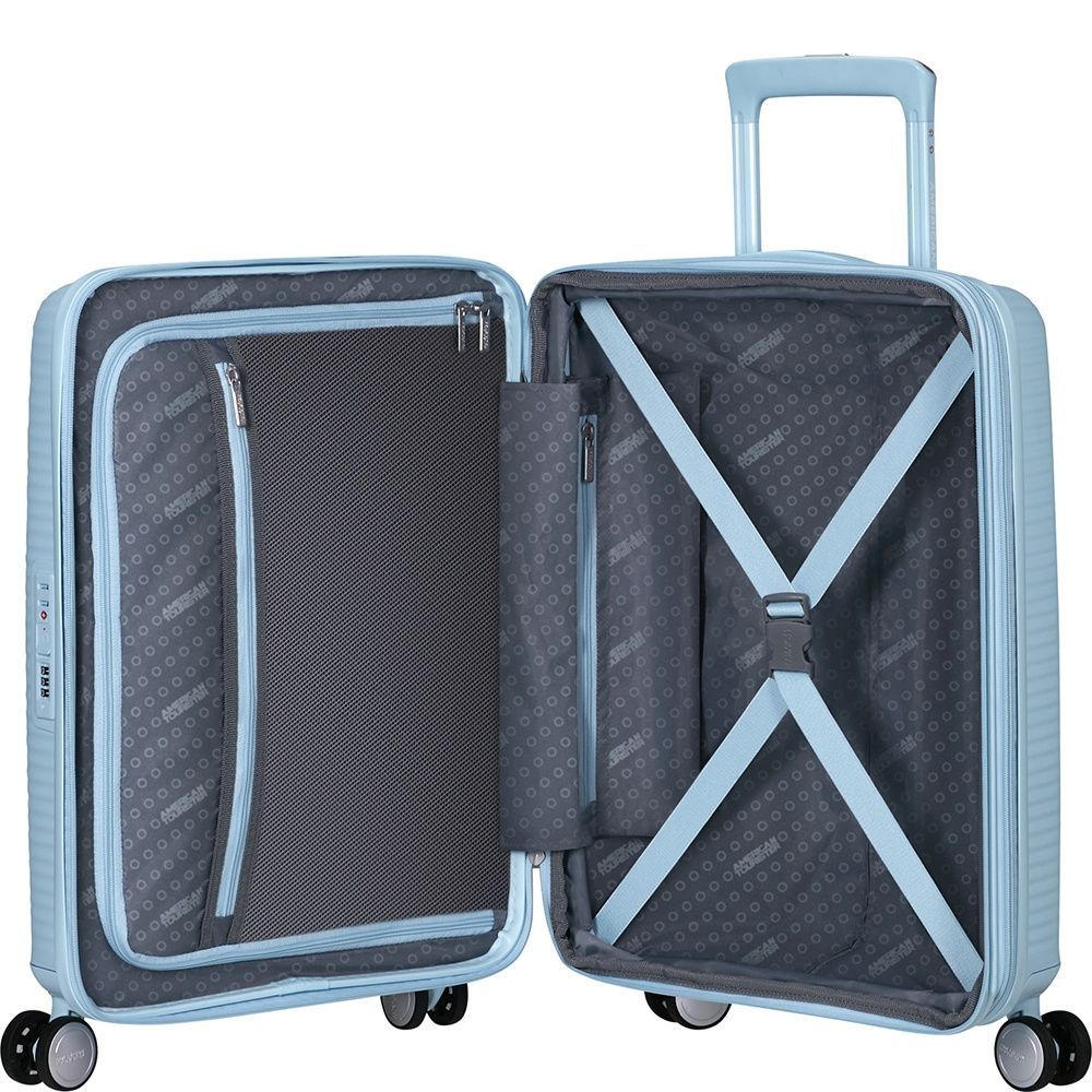 Чемодан American Tourister Soundbox из полипропилена на 4-х колесах 32G*001 Pastel Blue (малый)