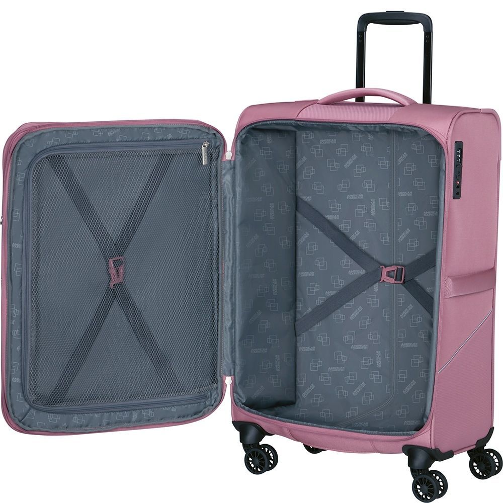 Чемодан American Tourister Summerride текстильный на 4-х колесах ME7*005;81 Lilas Pink (средний)