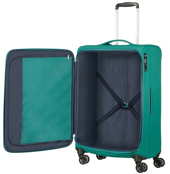 Ultralight suitcase American Tourister Lite Ray textile on 4 wheels 94g*004 Forest Green (medium)