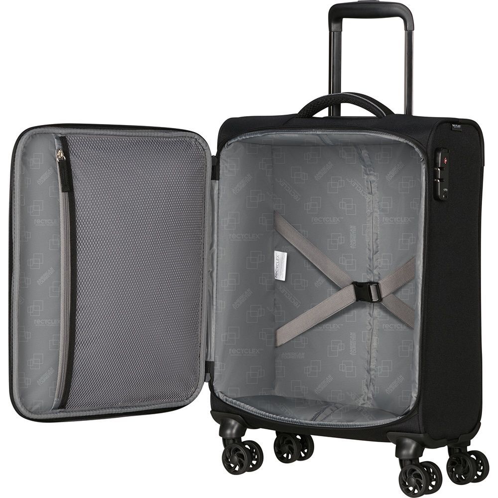 Чемодан American Tourister Take2Cabin текстильный на 4-х колесах 91G*008 Black (малый)
