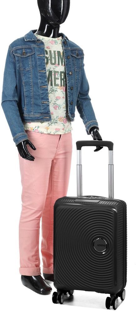 Suitcase American Tourister SoundBox Mini made of polypropylene on 4 wheels MG8*001 Bass Black (extra small)