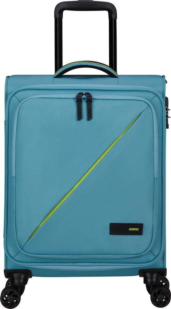 Чемодан American Tourister Take2Cabin текстильный на 4-х колесах 91G*008 Breeze Blue (малый)