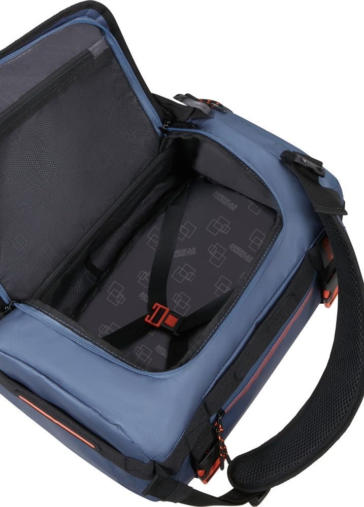 American Tourister Urban Track S backpack bag for hand luggage in Wizz Air/Ryanair with moisture-proofing MD1*216 LMTD Navy/Orange